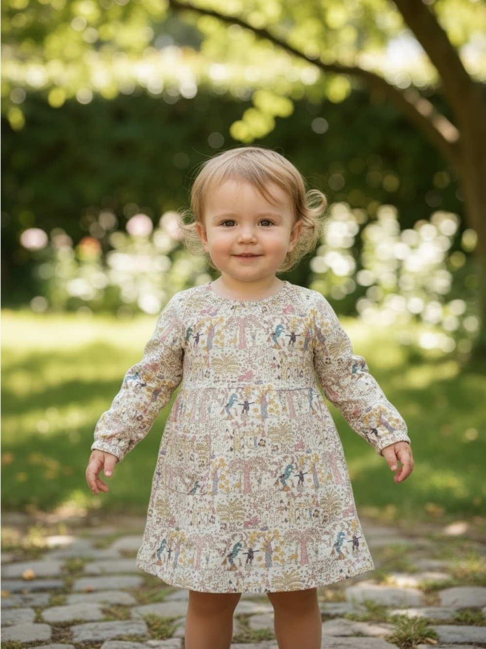 Egg by Susan Lazar Corduroy Girls Dress Nature Print 18M